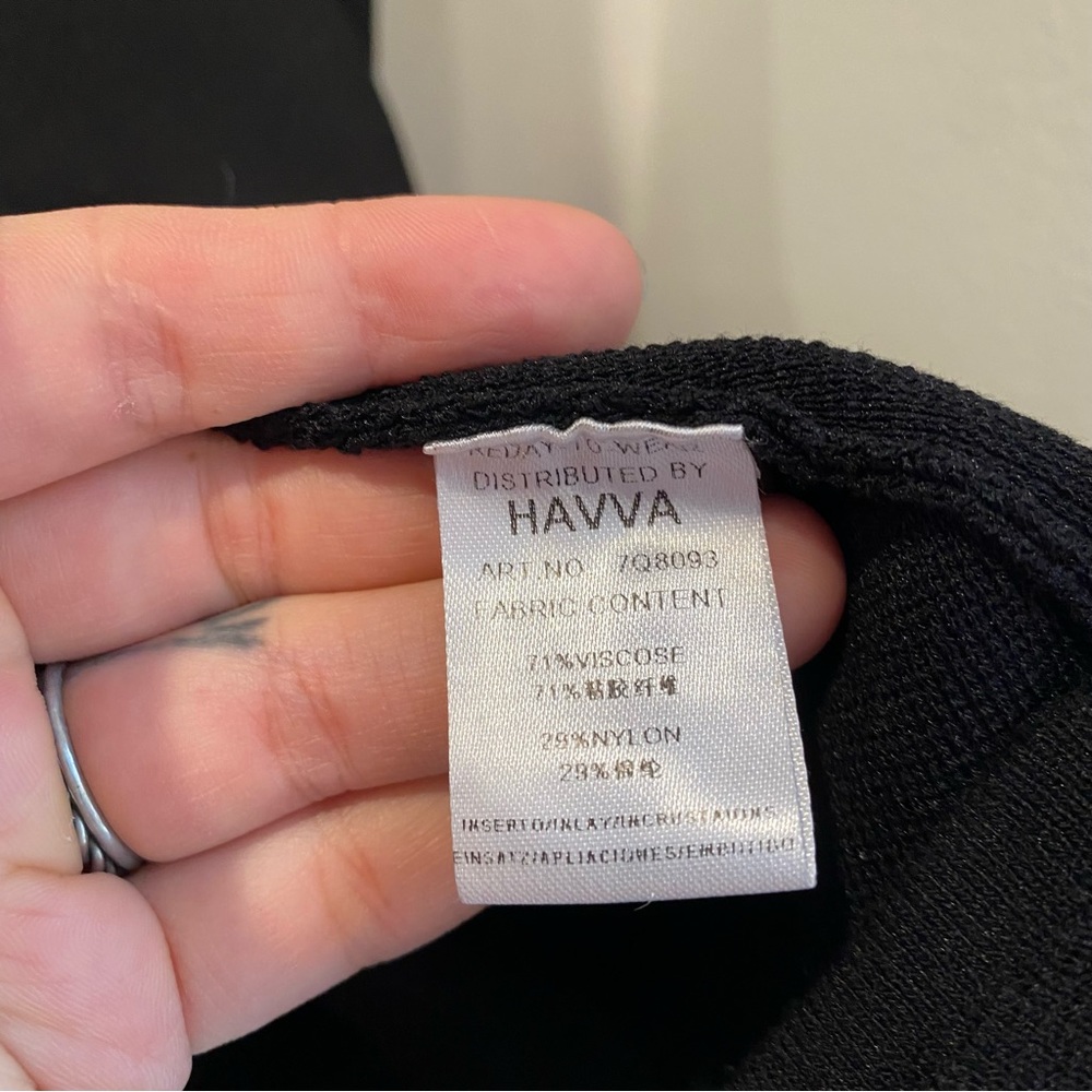 HAVVA Black Thick Knit Beaded Formal Fit and Flare Dress sz L - Picture 3 of 6